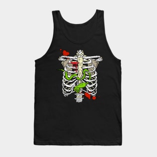 Halloween Skeleton Ribcage and Green Viper Snake Tank Top